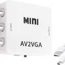 XMSJSIY AV RCA to VGA Adapter Audio Video Converter,Composite AV to VGA +3.5mm TV Video Playing Adapter 1080p with USB Power Cable VCD DVD Projector TV Set Top Box