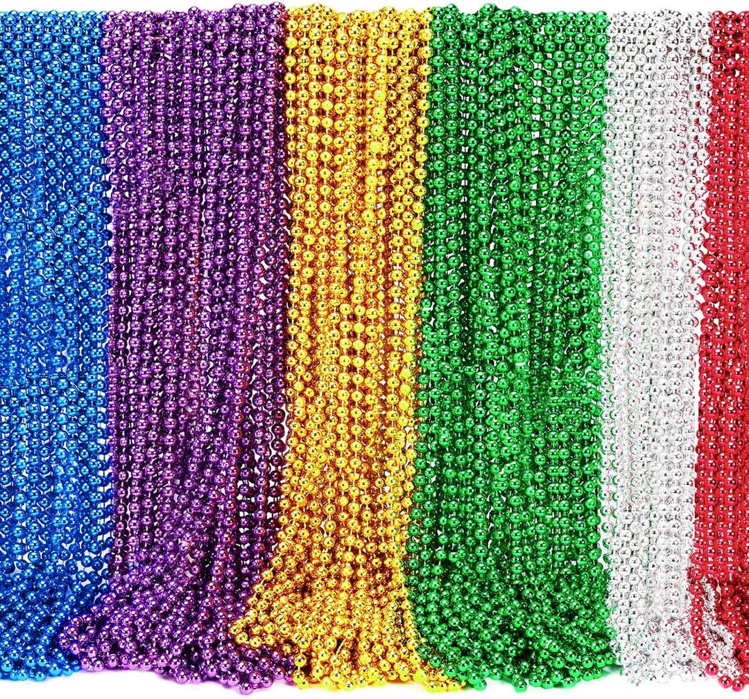 Garma 144 Pcs St Patricks Day Beads Bulk, 33 Inch 7mm Carnival Beaded Necklaces Accessories for St Patricks Day Festivals Decorations, Mardi Gras Parades, Night Club Dress-up Events Party Costume (Multi-color)