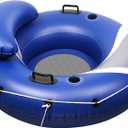 River Tubes for Floating Heavy Duty, Pool Float Adult,53" Inflatable Float Tube for Beach Lake Rafting, River Floats with Mesh Bottom (Blue and Grey)