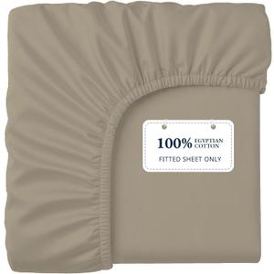 Lane Linen 100% Egyptian Cotton King Size Fitted Sheet Only (79"x81" + 16") - Elegant Sateen Weave, Ultra Soft, Breathable, Highly Durable, Deep Pockets Upto 17" - Linen