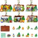 KOYILTD 24 Sets Camping DIY Crafts Camping Themed Party Decorations Wooden Picture Frames for Crafts Christmas Hanging Ornaments Travel Adventure Gifts for Home Party Activities (Camera)