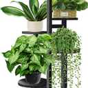 GEEBOBO 5 Tiered Tall Plant Stand for Indoor, Wood Plant Shelf Corner Display Rack, Multi-tier Planter Pot Holder Flower Stand for Living Room Balcony Garden Patio (Black)