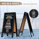 Wooden A-Frame Sign, Magnetic 40" x 20" Black Chalk Board Sign Board, Double-Sided Sandwich Board Signs Outdoor, Chalkboard Easel, Menu Board for Restaurant, Business or Wedding