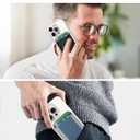 2 Pack Card Holder for Phone Case, Leather Phone Wallet Stick On, Strongest Adhesive Phones Wallet for iPhone/Android, Minimalist Slim RFID, Fit 7 Cards,Black & Blue