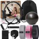 Pilates Equipment, Pilates Kit for Home Workouts, Pilates Essentials Kit for Women, Home Pilates Kit with 15 Pilates Ring and Ball Set, Booty Bands, Figure 8 Resistance Band, Yoga Band (Black)