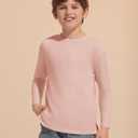 Haloumoning Boys Long Sleeve Shirts Kids Crewneck T-Shirts Casual Split Hem Fall Tops Tees 5-14 Years