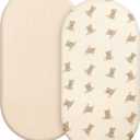 100% Organic Cotton Muslin Baby Bassinet Sheets 2 Pack 33x17 for Baby Girl Boy, Soft Fitted Mattress Pad Cover Compatible with Halo BassiNest Swivel Sleeper, Graco, Baby Delight, Chicco, Angelbliss