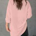 Diosun Womens Striped Sheer Button Down Shirts Long Sleeve Collared Drop Shoulder Stylish Casual Blouse Tops (Pink, M)