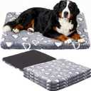 VitalCozy 3 Pcs Waterproof Reversible Dog Crate Pad Warm and Cool Dog Cats Bed Mat for Crates Sleeping Mat Cozy Heart Pattern Pet Bed for Puppy Cat Puppy Kitten Cushion Carrier, Grey (36"x24"x1.6")