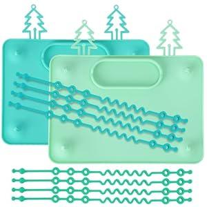 2 Pack Baby Silicone Mat, Festive Christmas Tree Silicone Placemat, with Suction Base and 8 Stretchable Straps, Baby Placemats for Infants to Toddlers, Keeps Babies Essentials Off The Floor