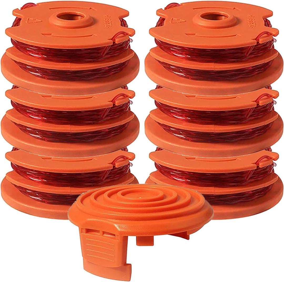 WA0007 50022833 Compatible with Worx WG116 WG118 WG119 WG124 WG183 Corded Electric String Trimmers and Cover ,Replacement Edger Refills Parts Auto-Feed Spool Line 2*16ft 0.065'' 7Pack(6 Spools, 1Cap) WA0007 50022833 Compatible with Worx WG116 WG118 WG119 WG124 WG183 Corded Electric String Trimmers and Cover ,Replacement Edger Refills Parts Auto-Feed Spool Line 2*16ft 0.065'' 7Pack(6 Spools, 1Cap)