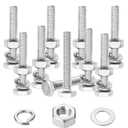 Mr. Pen- Nuts and Bolts, 1/4"-20x1-1/2, 10 Sets, Stainless Steel Hex Head Nut and Bolt Set, Flat & Lock Washers, Stainless Steel Bolts