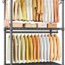 ULIFHOME P1 Rolling Clothing Rack with Lockable Wheels, Heavy-Duty Garment Rack for Hanging Clothes, Portable Closet Wardrobe with Shelves, 35.5" W x 15.7" D x 80.5" H, Hold 500lbs, Grey