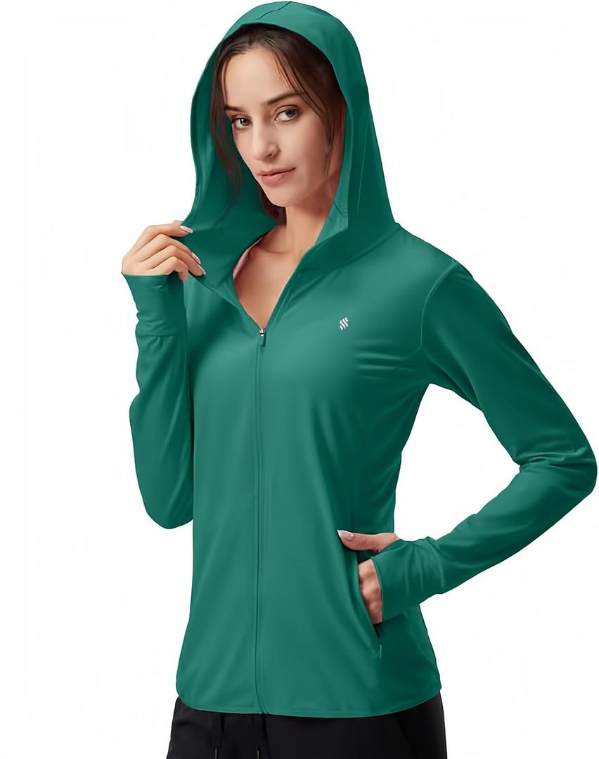 Soothfeel Women's UPF 50+ Sun Protection Hoodie Jacket Lightweight Long Sleeve Sun Shirt for Women with Pocket Hiking Outdoor, XS