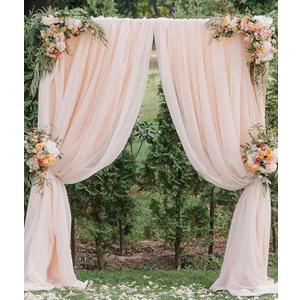 Champagne Backdrop Curtains Chiffon Sheer Voile Curtains 2 Panels 29x120 Inches Long Chiffon Curtains for Backdrop Wedding Decorations for Reception Sheer Drapes for Engagement Birthday Party Events
