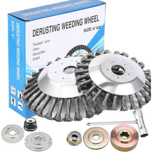 Indestructible Steel Wire Grass Trimmer Head,Weed Wacker Blade Eater, Weed Wacker Head Attachments,Weeding Disc Blade,Compatible with Stihl String Wire Brush Weed Trimmer Head. (6+8 inch)