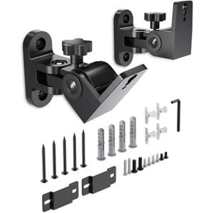 Rear Speaker Wall Mount, 2 Packs Universal Mounting Bracket for Small Bookshelf Speakers, Swivel & Tilt, Works with Klipsch, Lg, Polk, Sony & Others, fits Keyhole and Thread Hole, Hold up to 32 lbs