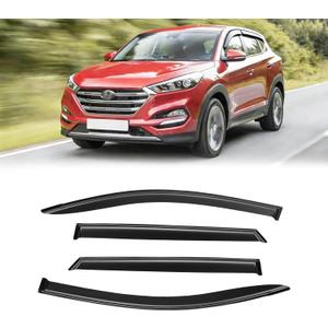 Window Visor for 2016-2021 Hyundai Tucson, Out-Channel Rain Guards Shields Vent Deflector Shade Wind Dark Smoke for 16-21 Tucson 2017 2018 2019 2020, Tape-On Outside-Mount, 4PCS