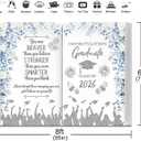 Graduation Backdrop Class of 2026 Party Decorations Background Floral Book Congratulations Graduate Banner Photo Booth Props (Blue and Silver, 8x6ft)
