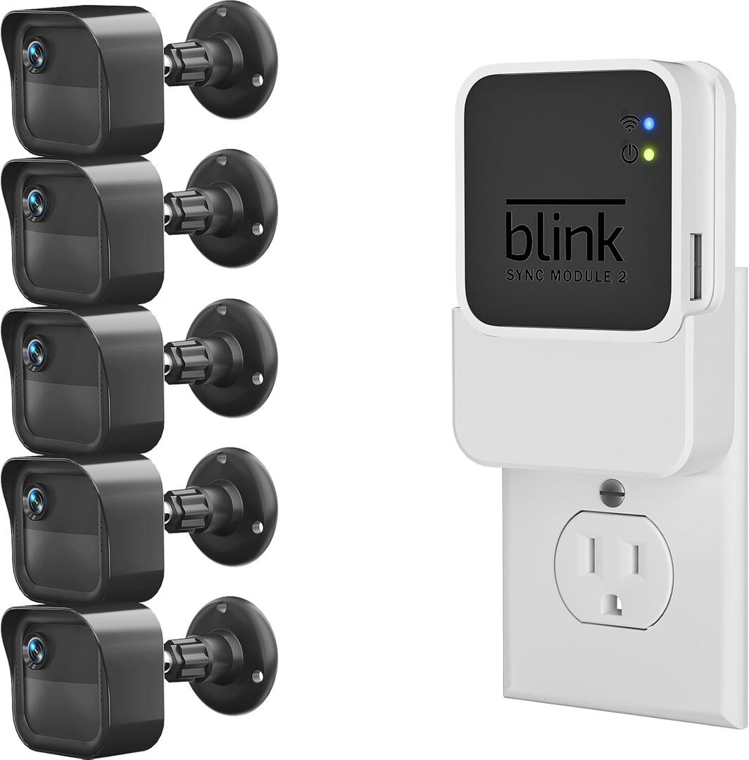 Blink Outdoor Camera Mount, (2-in-1Minimalist) Sync Module 2 Mount and 5Pack Weatherproof Protective Housing with 360 Degrees Adjustable Bracket for Blink Outdoor 4th&3rd Gen Cam System