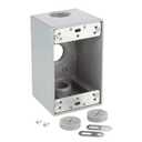Commercial Electric 1-Gang Metal Weatherproof Deep Electrical Outlet Box with (3) 1/2 inch Holes, Gray 12255