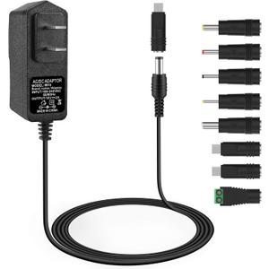 12V 2A Power Supply AC Adapter, Slim Design AC DC Switching Power Supply Adapter (Input 100-240V, Output 12 Volt 2 Amp), Wall Wart Transformer Charger for DC12V Security (9)