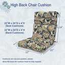 Outdoor High Back Chair Cushions Set of 2, Water-Resistant Chair Cushions for Patio Home Garden, Replacement Rocking Chair Cushion with tie 22" W x 20" D, Paisley Sapphire Blue, 44"x22"x4"