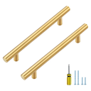 Ravinte 10 Pack 4 inch Gold Cabinet Handles Kitchen Cabinet Handles Brushed Brass Cabinet Pulls 6-3/8" Overall Length