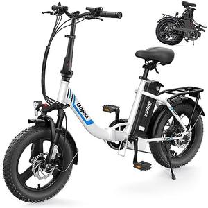 Vivi Gopina Electric Bike, Peak 500W Step Thru Electric Bicycle | 16" x 3.0 Fat Tire Electric Bike, 48V Removable Battery, Up to 40 Miles,7 Speed, LCD Display