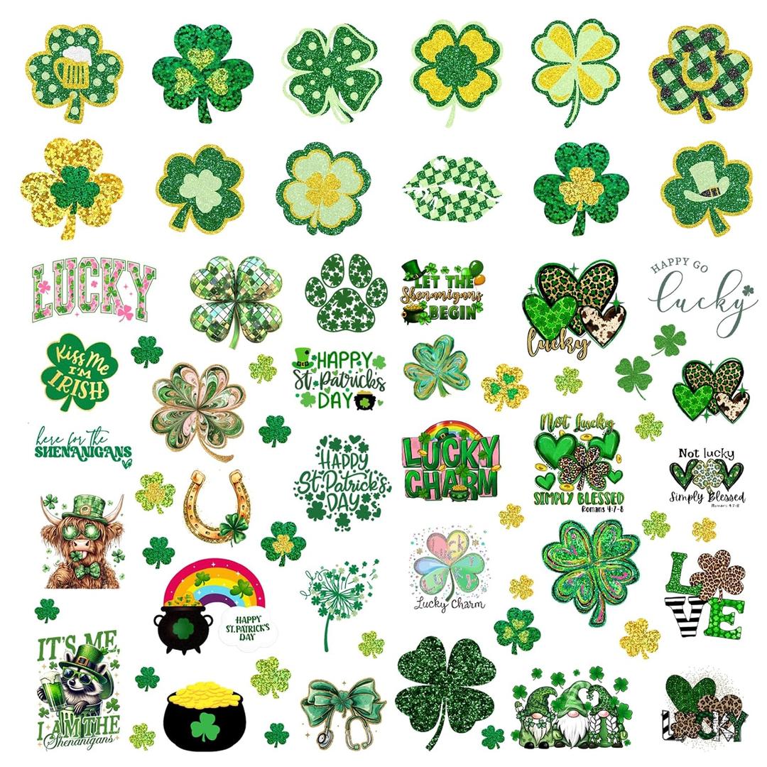 128Pcs St Patricks Day Tattoos Adult Shamrock Face Stickers for Women Irish Face Temporary Tattoo St Pattys Day Accessories for Irish Party Decor(st128)