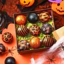 24 Pieces Halloween Day Ball Ornament,Glitter Black Ghost Tree Ornament Sequin Halloween Ball for Tree Home Party Hanging Decor