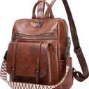 PU Leather Backpack Purse for Women, Fashion Ladies Backpack Purse Brown Medium Size, Convertible Shoulder Bags Handbag, Suitable for Shopping, Traveling, Work for Women