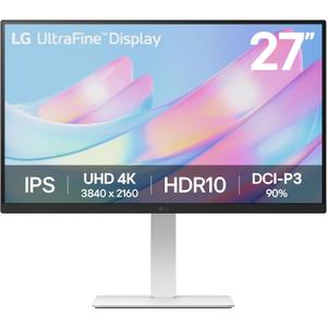 LG 27US550-W 27-inch Ultrafine 4K UHD (3840 x 2160) IPS Computer Monitor, 60Hz, HDR10, Reader Mode, HDMI, DisplayPort, Tilt/Height/Swivel/Pivot Adjustable Stand, White