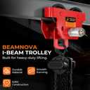 BEAMNOVA I Beam Trolley 3 Ton Manual Adjustable for I-Beam Flange Width 3.66" to 8.46", Overhead Push Beam Trolley Heavy Duty Dual Side Wheels, for Garage Hoist for Straight Curved I Beam