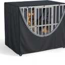 Dog Cage Cover Fits Metal Dog Cages All-Weather Indoor/Outdoor Protection Windproof, Rainproof, Cold-Resistant Large Dog Kennel Cover (Black, 38"L x 26.3"W x 31"H)