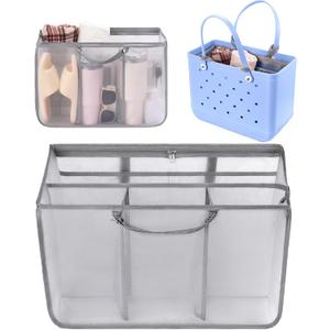 OUTXE Beach Bag Organizer Compatible with X Large Bogg Bag Accessories Inserts, Lightweight Mesh Insert Divider Pouch for Original XL Bogg Bags, Beach Tote Bags Insert for Organizing (#1-Gray)