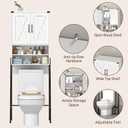 Vabches Over The Toilet Storage Cabinet, Farmhouse Over Toilet Storage Cabinet, Metal Frame with 2 Barn Doors, Home Space-Saving Toilet Rack for Bathroom, Toilet, Laundry Room.