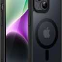 JETech Magnetic Case for iPhone 14 Plus 6.7-Inch Compatible with MagSafe, Translucent Matte Back Slim Shockproof Phone Cover (Black)