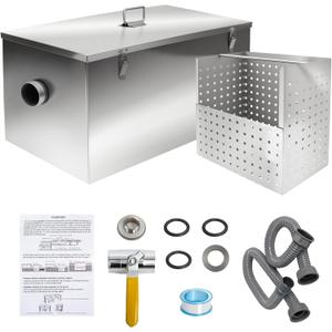25lbs Commercial Grease Trap for Home Restaurants Under Sink, Stainless Steel Interceptor