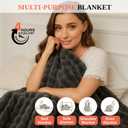 Electric Heated Blanket Throw 50"x60" Grey Ultra Soft Luxury Fluffy Faux Rabbit Fur Machine Washable 6 Heat Settings 4 Hours Auto Off Overheat Protection for Home Office Use