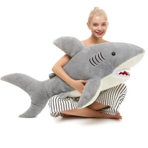 MorisMos 51inch Giant Shark Stuffed Animal, Large Shark Plush Toy Pillow Gift for Kids, Girlfriend, Gray