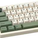 Green Japanese Keycaps, Cherry Profile Botanical Keycap 130 Keys, Custom Thick PBT Key caps, Dye Sublimation Keycaps for ANSI/ISO Gateron Cherry MX Switches Mechanical Keyboard