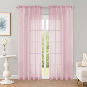 OWENIE Sheer Curtains 84 Inches Long 2 Panels Set, Sheer Blush Curtains for Living Room Bedroom 59 Inch Extra Wide, Modern Voile Filmy Rod Pocket Drapes, 2 Pcs, Each 59 W x 84L, Blush