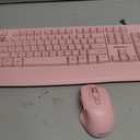 MEETION Wireless Keyboard and Mouse, Full-Sized Cordless Keyboard with Wrist Rest, 3 DPI Adjustable Mouse, Keyboard and Mouse Set with 2.4GHz USB Receiver, for PC/Computer/Laptop/Windows/Mac, Pink
