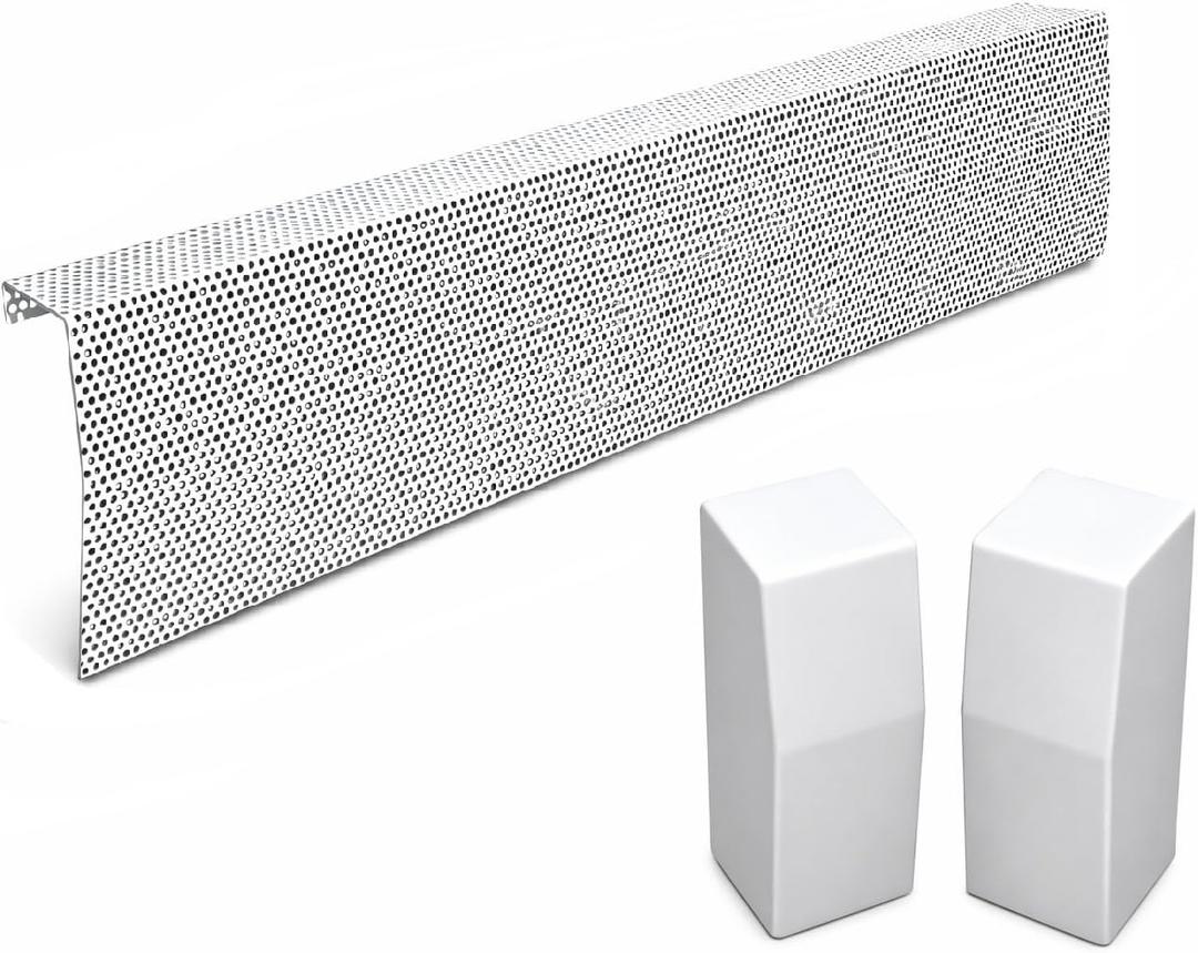 Baseboarders Premium Series 3 ft (36 in) Galvanized Steel Slip-On Baseboard Heater Cover + Left & Right Endcaps, Rust Resistant, White, for Hydronic Hot-Water Systems