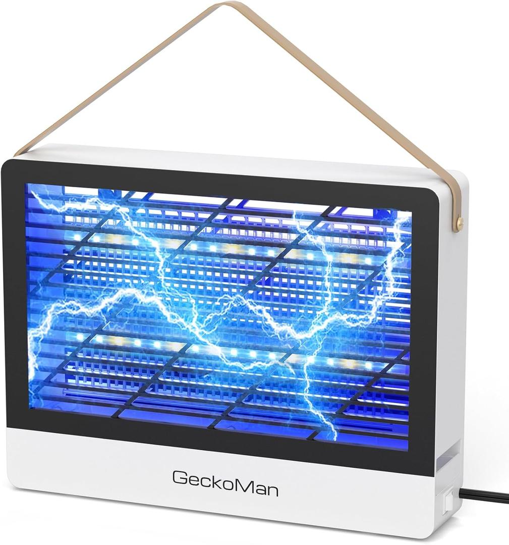 GeckoMan LED Indoor Bug Zapper Indoor Fruit Fly Trap for Indoors Mosquito Zapper Fly Zapper, Energy-Saving Max-Attract Hybrid-Spectrum Tube  10-Yr Life, Enhanced High-Volt Instant Kill