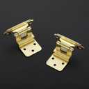 JOYDECOR 60 Pack 30 Pairs 3/8 Inch Overlay Gold Cabinet Hinges Semi-Concealed Face Mount Hinges for Cupboards Self-Closing Decorative Door Hardware