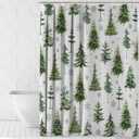 Lindameler Christmas Pine Tree Shower Curtain Greenery Christmas Tree Bathroom Curtain Winter Forest Snowflake Holiday Farmhouse Bathroom Decor for Bathtub Curtain with Hooks (Green, 72x72 inch)