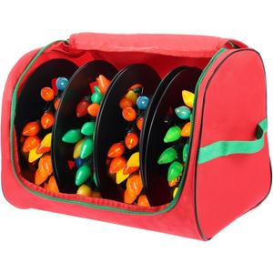 Christmas Light Storage Bag with Reels- Holds up to 750ft of Mini Lights. 600D Zipper Bag & Container for Holiday Xmas Lights. A Classic Storage Solution! (1, RED)