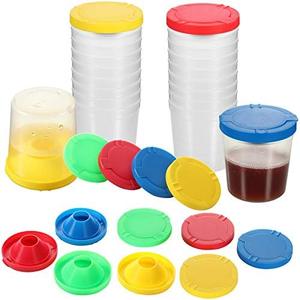 Zonon 22 Pcs 6 oz Paint Cups Non-spill Paint Cups with Flip Open Lids Set Art Supply for School, Classroom, Artist Studio, Assorted Colors(Red, Yellow, Blue, Green)